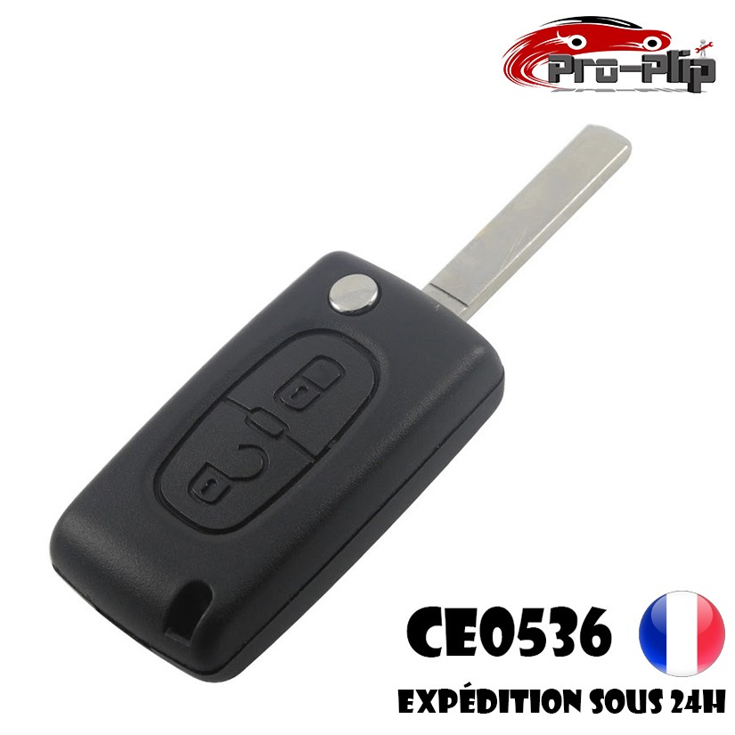 Coque clé plip boitier 3 boutons (phare) Citroën C4-C5-C6-C4 picasso,  REF:CE0523